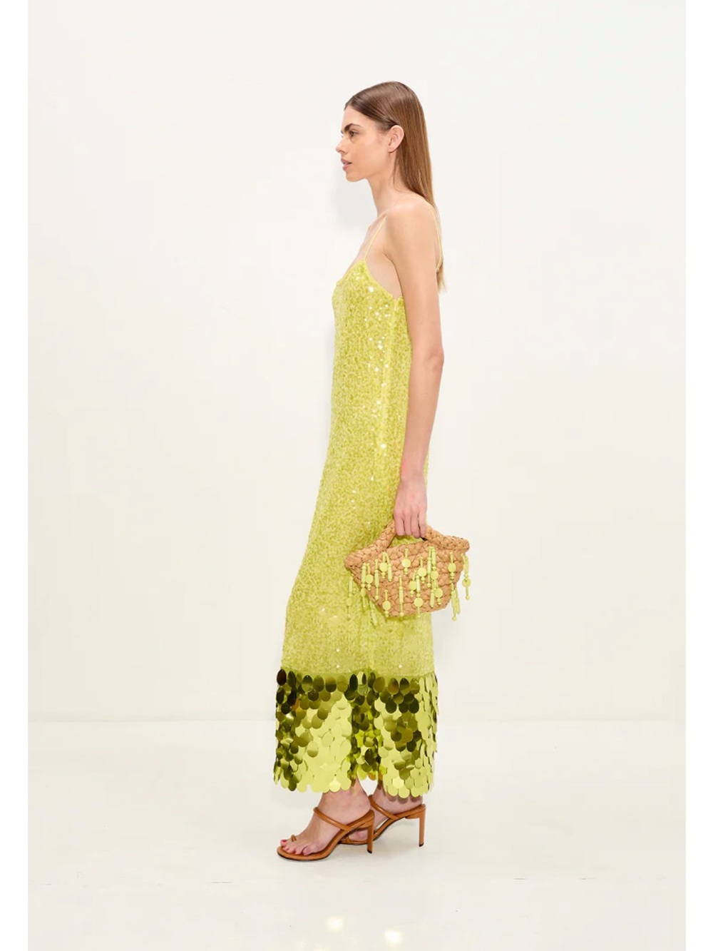 SIMON MILLER IMOGEN SEQUIN MIDI DRESS IN PERIDOT COMBO - Picture 6 of 14
